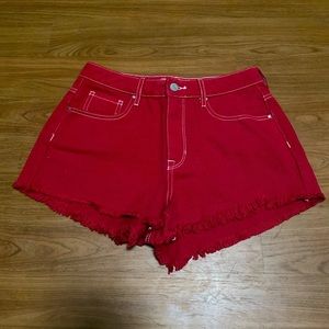 Red festival shorts